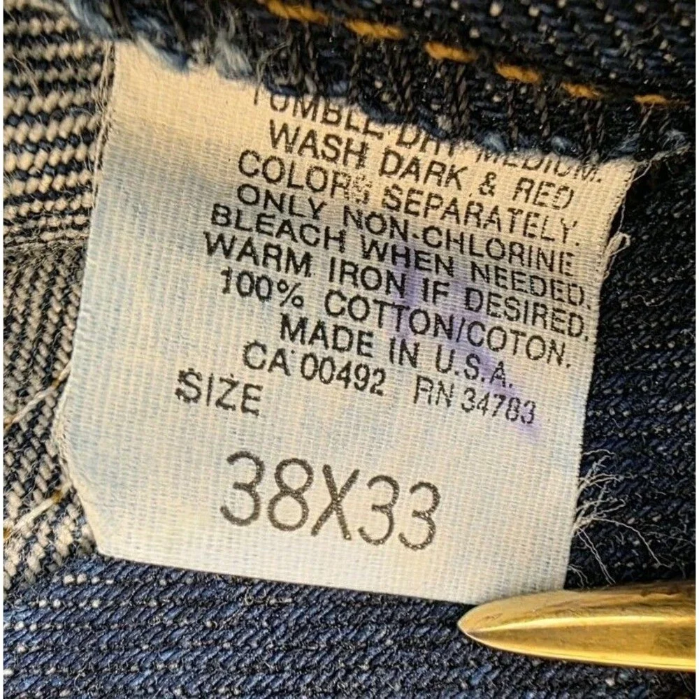 Vintage Lee Jeans Men’s Size 38x33 Dark Indigo Tapered Leg New USA Union Tag